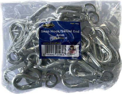 Snap Hook/Swivel End 6mm (30 pcs)