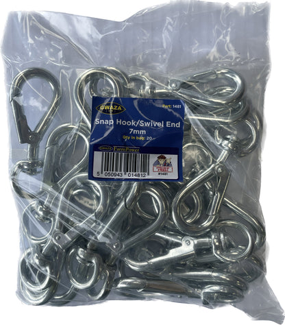 Snap Hook/Swivel End 7mm (20 pcs)