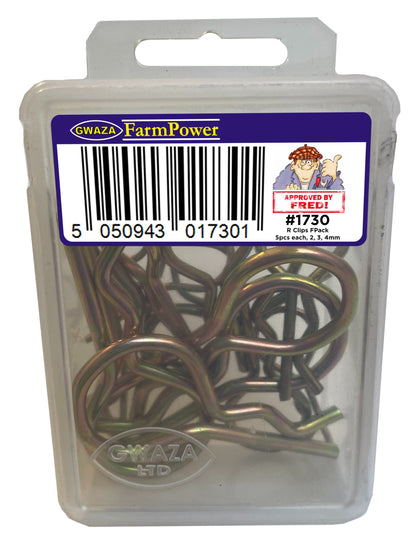 R Clips - 5 pcs each, 2, 3, 4mm