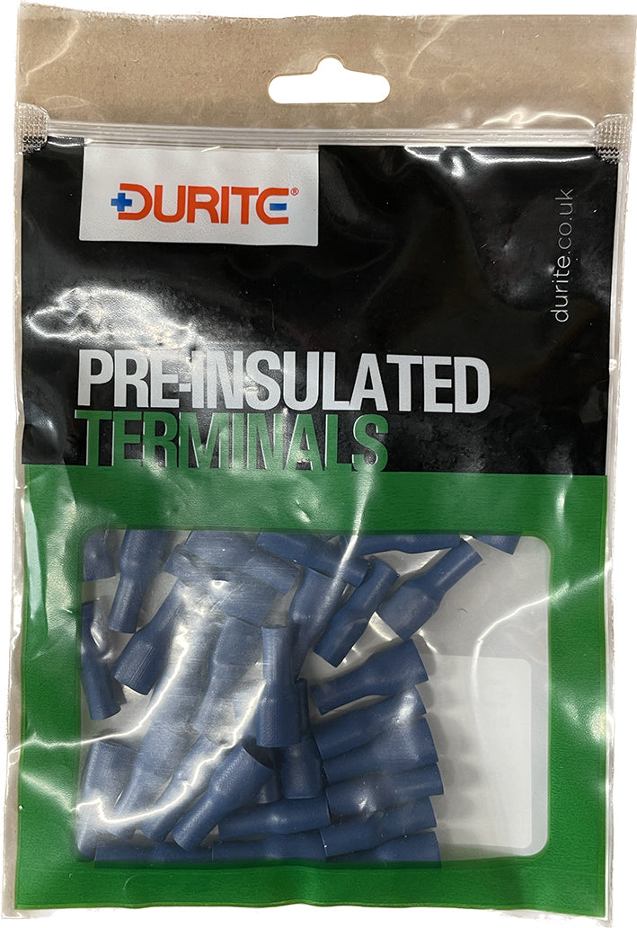 Terminal Push on Fully Insulated Blue 6.4mm Pk50